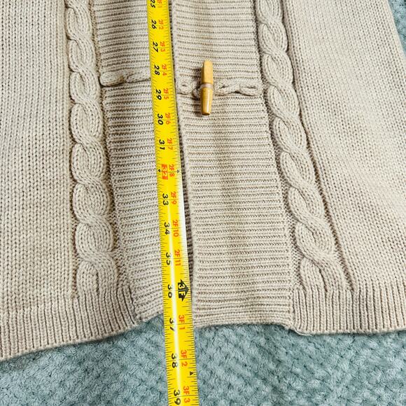 Vintage BONNIELEE Cream Duffle Cable Knit Hooded Long Line Cardigan Sweater Wool - Picture 4 of 6